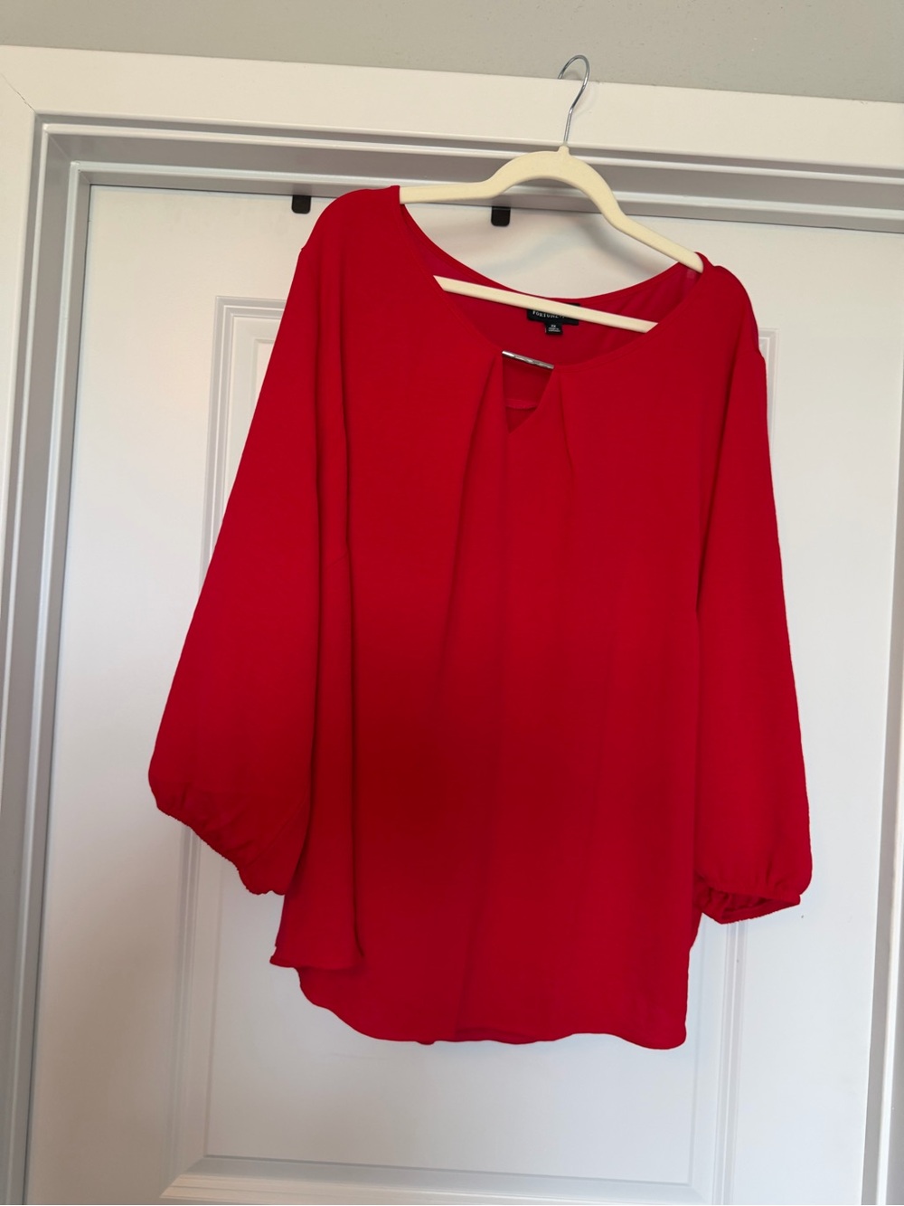 Fortune + Ivy Estrella Red Keyhole Mixed Material Blouse 2X NWT Stitch Fix